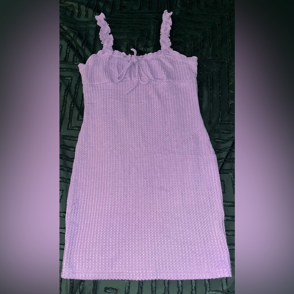 Lilac bodycon ruffled mini dress